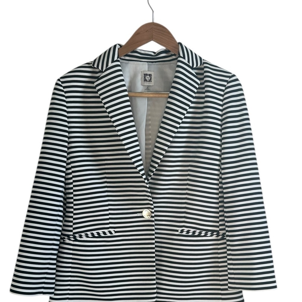 Anne Klein Black and White Striped Blazer